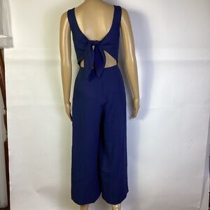 Wilfred Ecoulement Jumpsuit Cropped Cutout Tie back Wide Leg Dark blue Sz 0